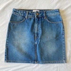 Mango medium wash denim mini skirt